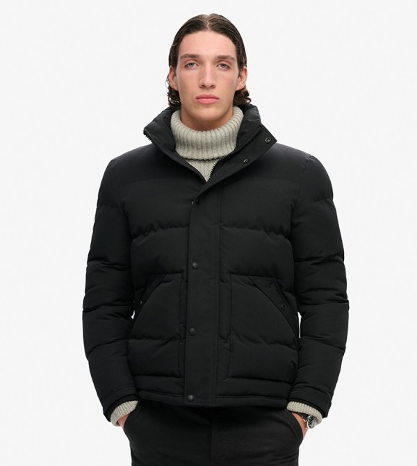 Superdry  Clothing - Black Puffer Jackets