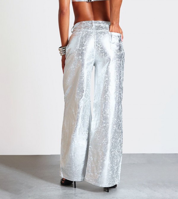 بريتي ليتل ثينغ  - فضي Wide Leg Jeans