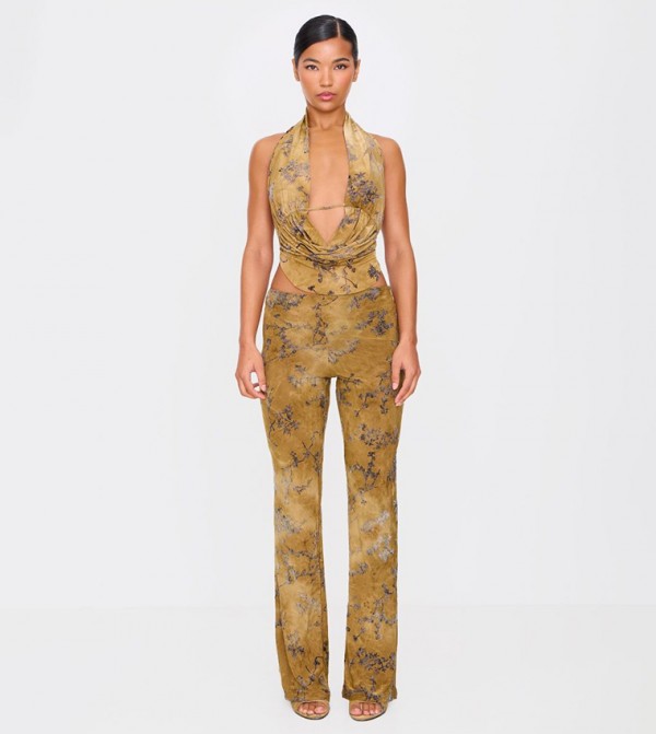 PrettyLittleThing  print-play - Green Casual Pants