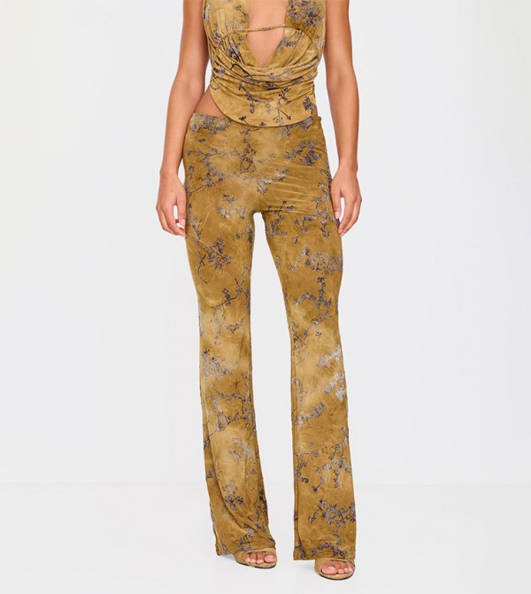 PrettyLittleThing  print-play - Green Casual Pants