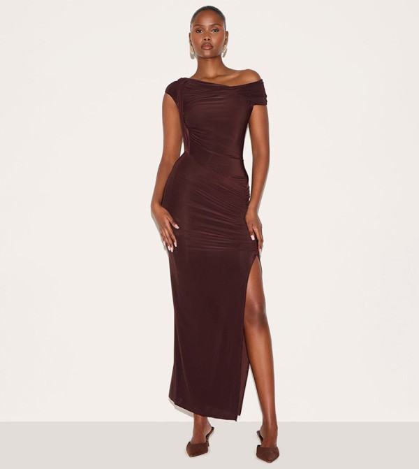 بريتي ليتل ثينغ  valentine-2026 - بني  Maxi Dresses