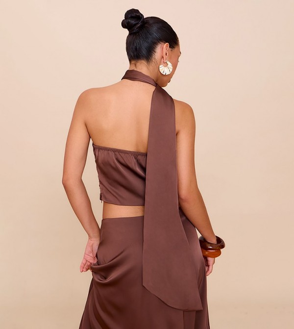 PrettyLittleThing  Cropped Tops - Brown Cropped Tops