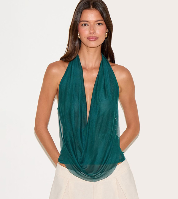 PrettyLittleThing  Clothing - Green Sleeveless Tops