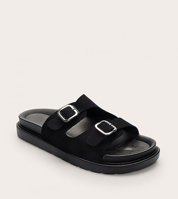PrettyLittleThing - Outlet  - Black Flat Sandals