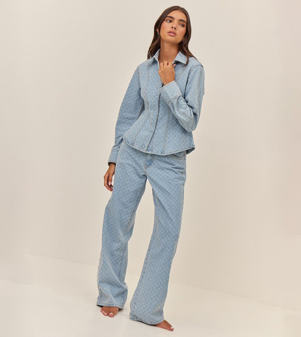 PrettyLittleThing  Jeans - Blue Wide Leg Jeans