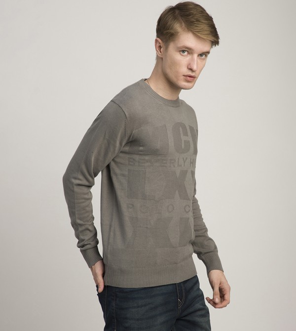 Beverly Hills Polo Club Beverly Hills Polo Club - Grey Round Neck Sweaters