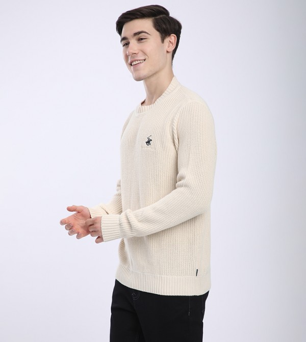 Beverly Hills Polo Club  Sweaters & Cardigans - Cream Round Neck Sweaters