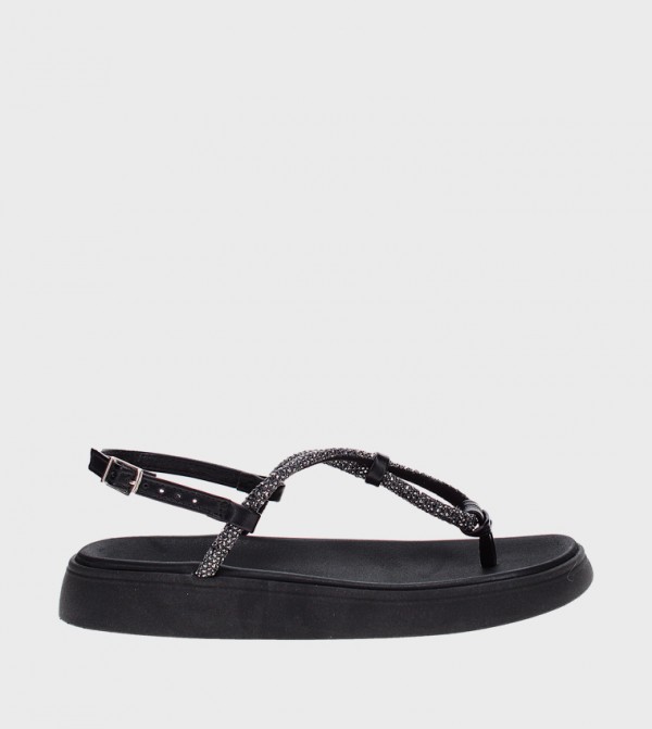 Moleca  - Black Flat Sandals
