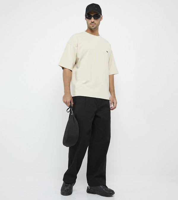 F5  Clothing - Beige Round Neck T-Shirts