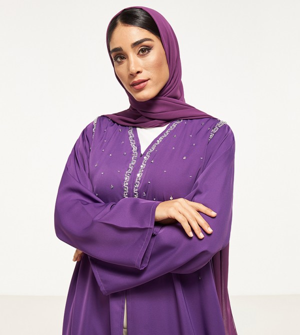 Moistreet  Abayas - Purple Abayas