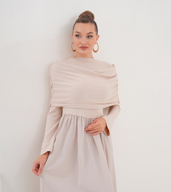 Marvella By Rasha  - Beige Maxi Dresses