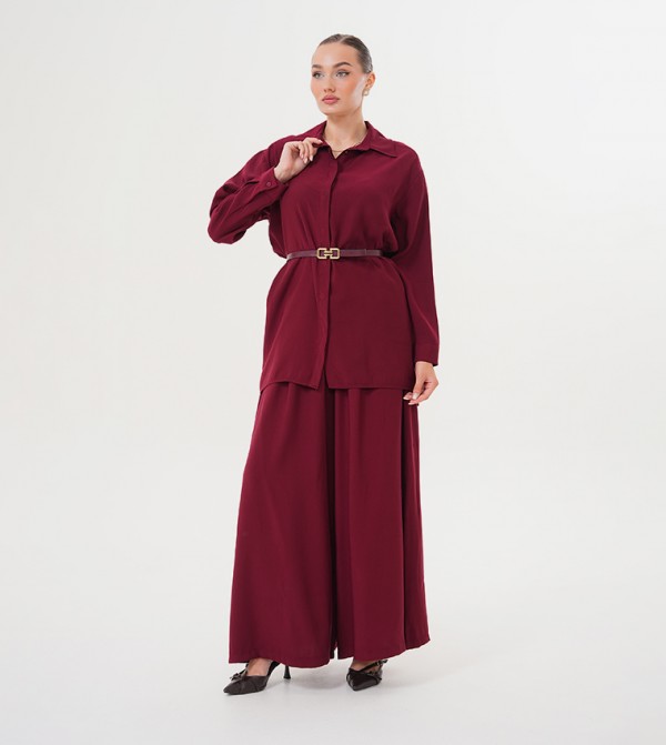 Marvella By Rasha  Co-Ord Set - Maroon Co-Ord Set