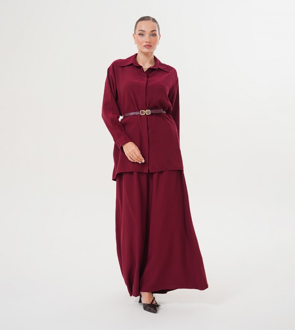 Marvella By Rasha  Co-Ord Set - Maroon Co-Ord Set