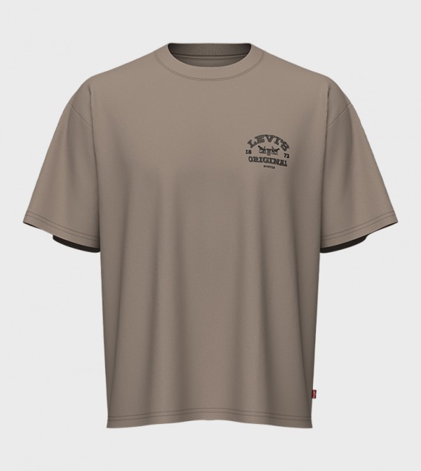 ليفايز ملابس - بني Round Neck T-Shirts