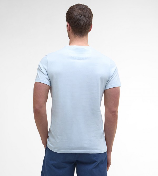 Barbour  T-Shirts - Light Blue Round Neck T-Shirts
