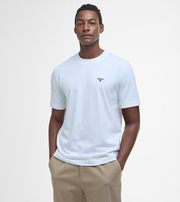 Barbour  - White Round Neck T-Shirts