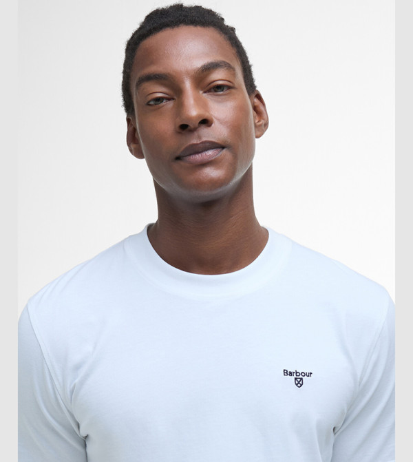 Barbour  - White Round Neck T-Shirts