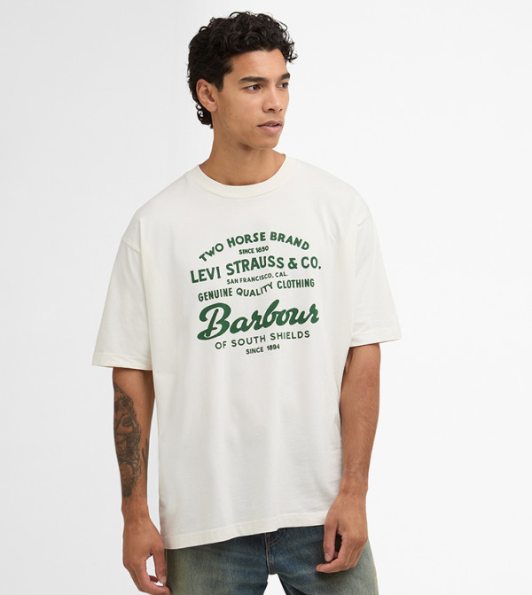 باربور  تيشيرتات  - أبيض  Round Neck T-Shirts