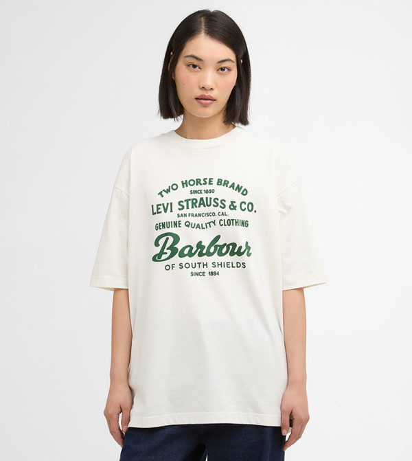 باربور  تيشيرتات  - أبيض  Round Neck T-Shirts