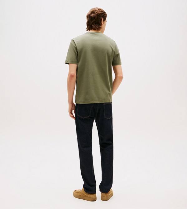 Tommy Hilfiger Round Neck T-Shirts - Green Casual T-Shirts