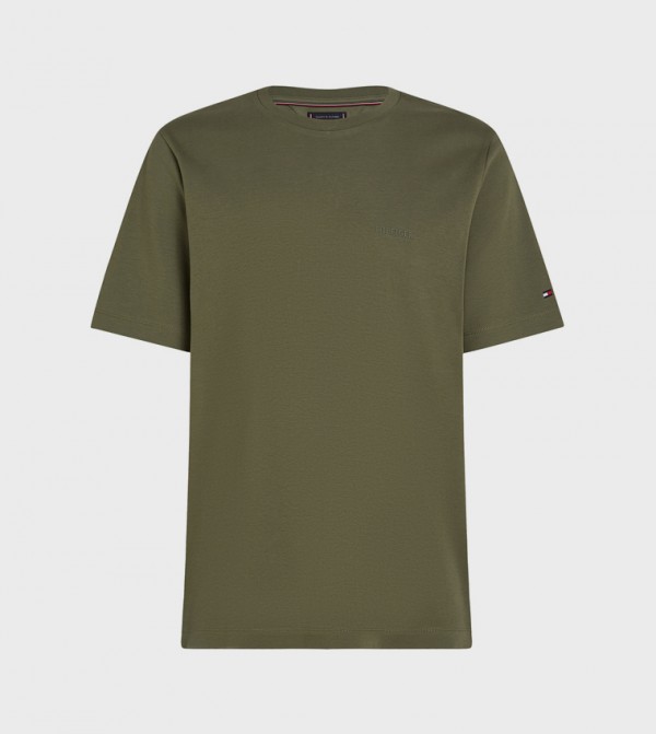 Tommy Hilfiger Round Neck T-Shirts - Green Casual T-Shirts