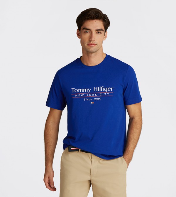 تومي هيلفيغر ملابس - أزرق Round Neck T-Shirts