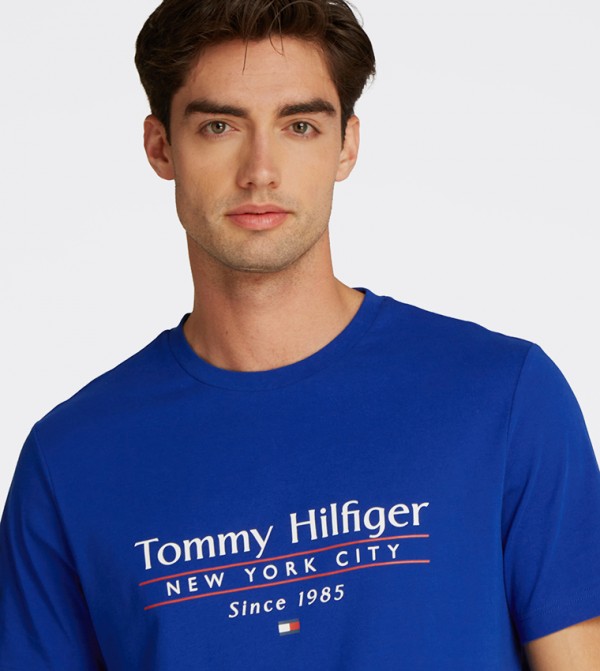 تومي هيلفيغر ملابس - أزرق Round Neck T-Shirts