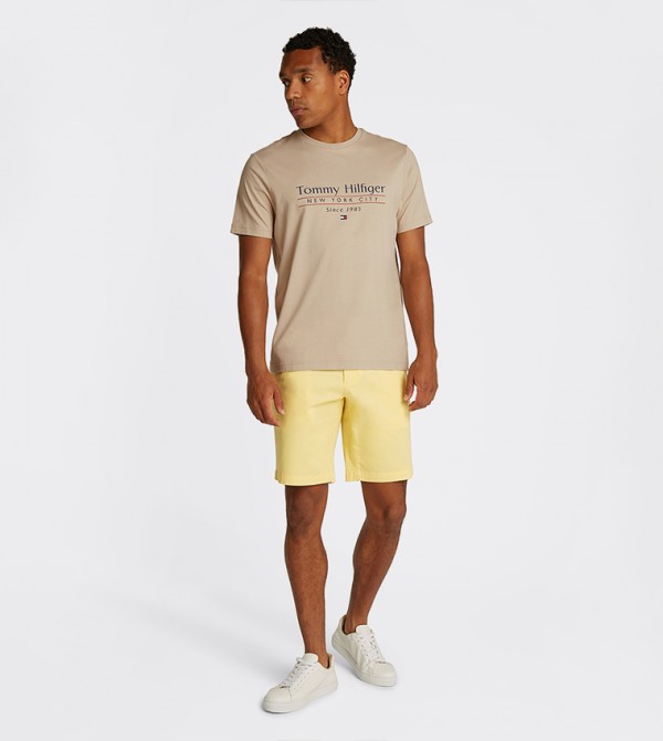 Tommy Hilfiger  Clothing - Beige Round Neck T-Shirts
