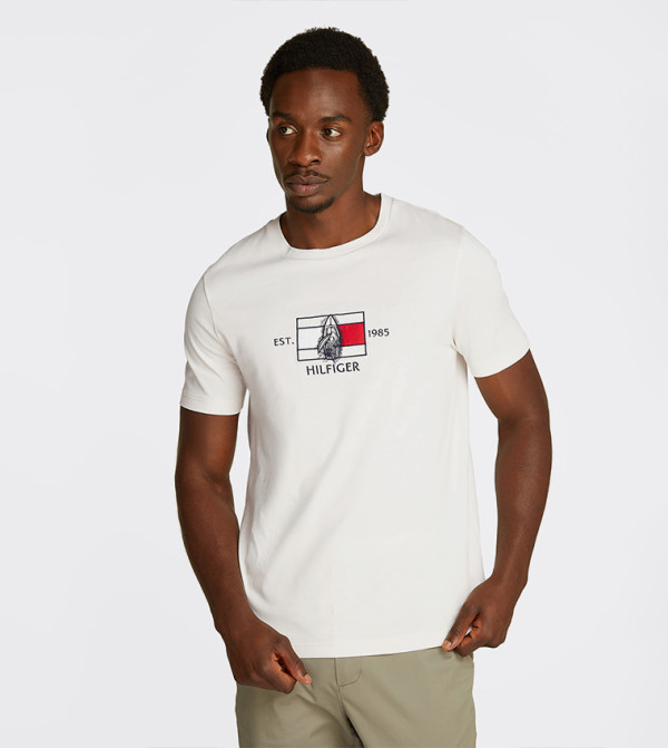 Tommy Hilfiger  Clothing - Beige Round Neck T-Shirts