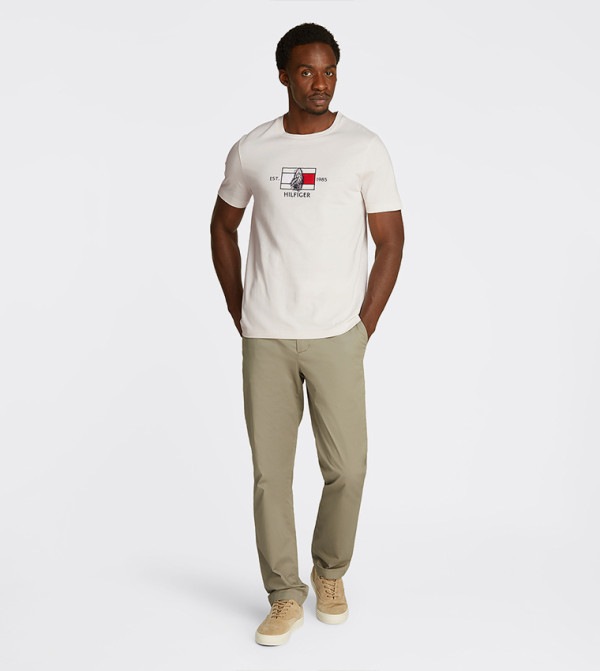 Tommy Hilfiger  Clothing - Beige Round Neck T-Shirts