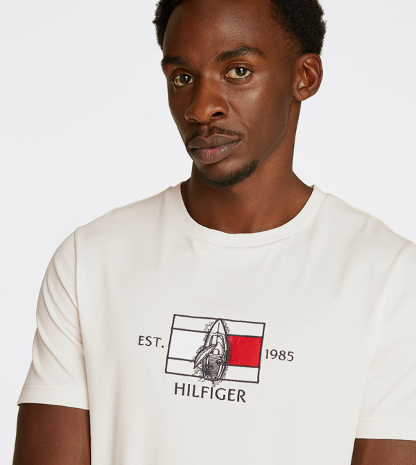 Tommy Hilfiger  Clothing - Beige Round Neck T-Shirts
