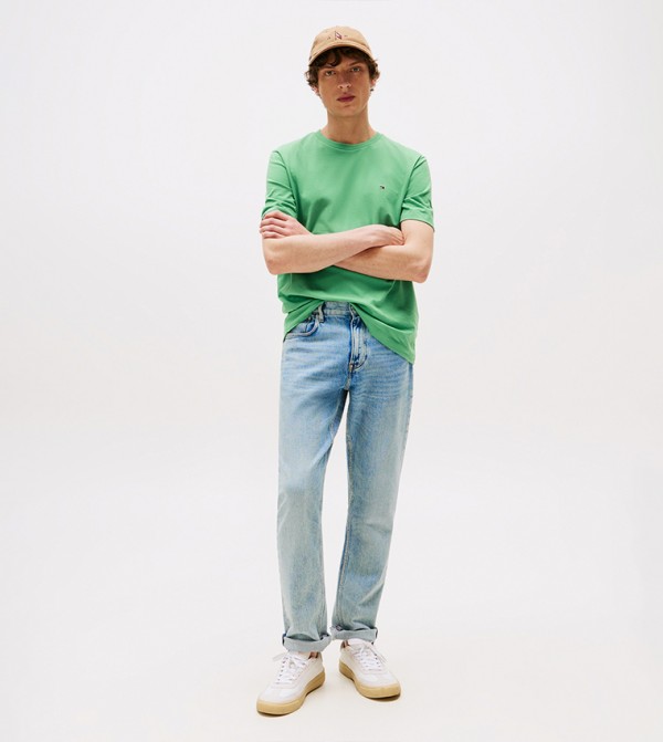 Tommy Hilfiger  T-Shirts - Green Round Neck T-Shirts