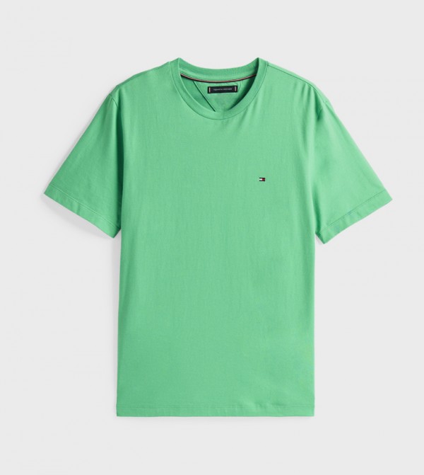 Tommy Hilfiger  T-Shirts - Green Round Neck T-Shirts