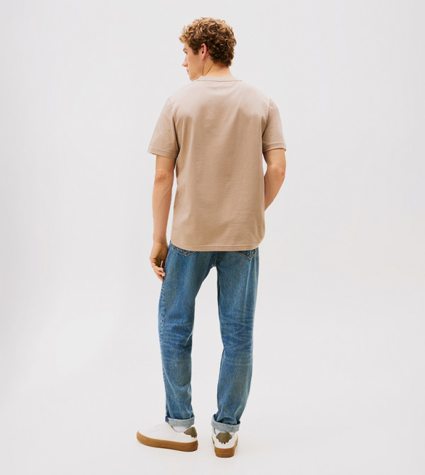 Tommy Hilfiger  Clothing - Taupe Round Neck T-Shirts