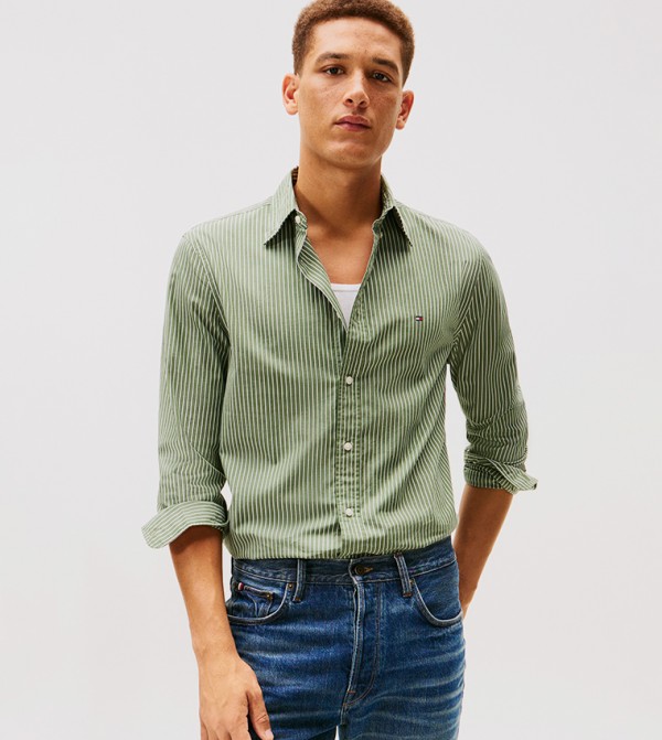 Tommy Hilfiger  Casual Shirts - Green Long Sleeves