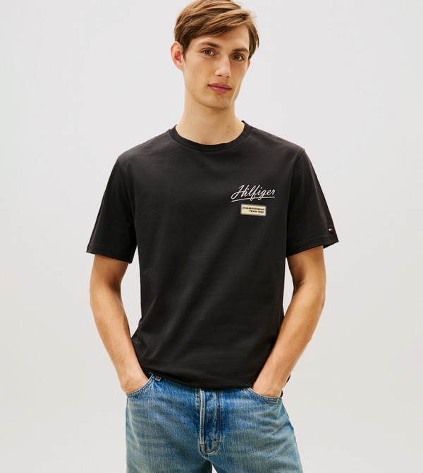 تومي هيلفيغر  ملابس - أسود Round Neck T-Shirts