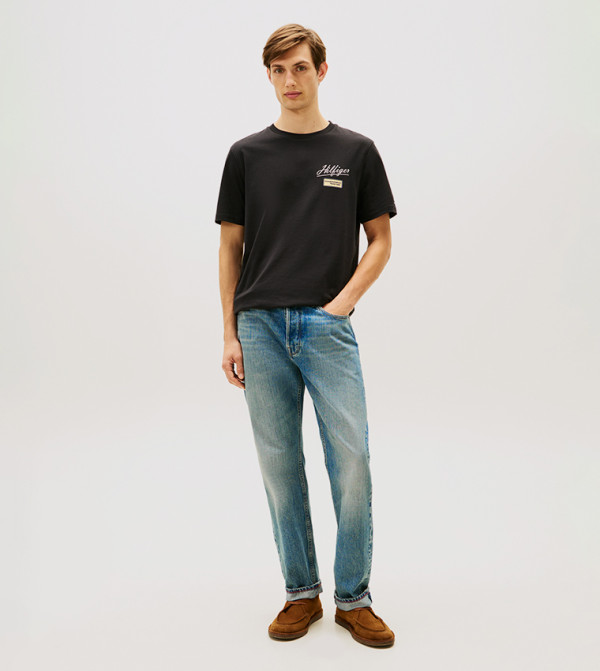 تومي هيلفيغر  ملابس - أسود Round Neck T-Shirts