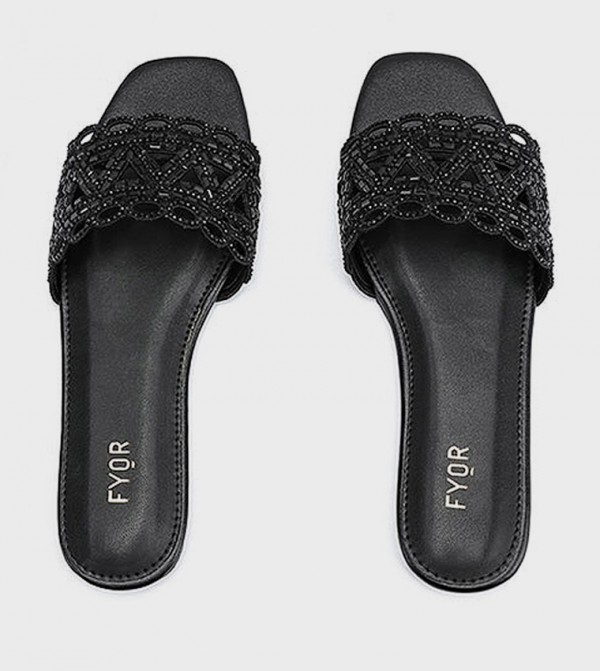 Fyor Fyor - Black Flat Sandals