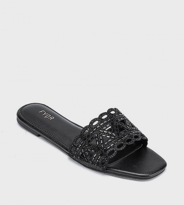 Fyor Fyor - Black Flat Sandals