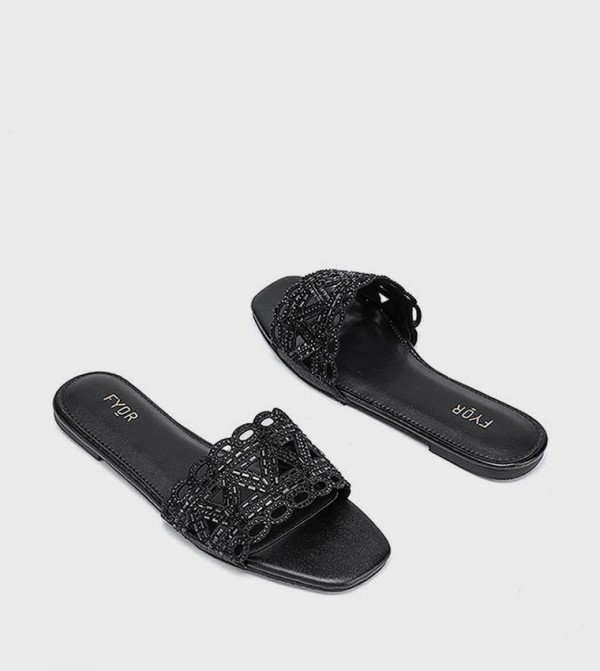 Fyor Fyor - Black Flat Sandals