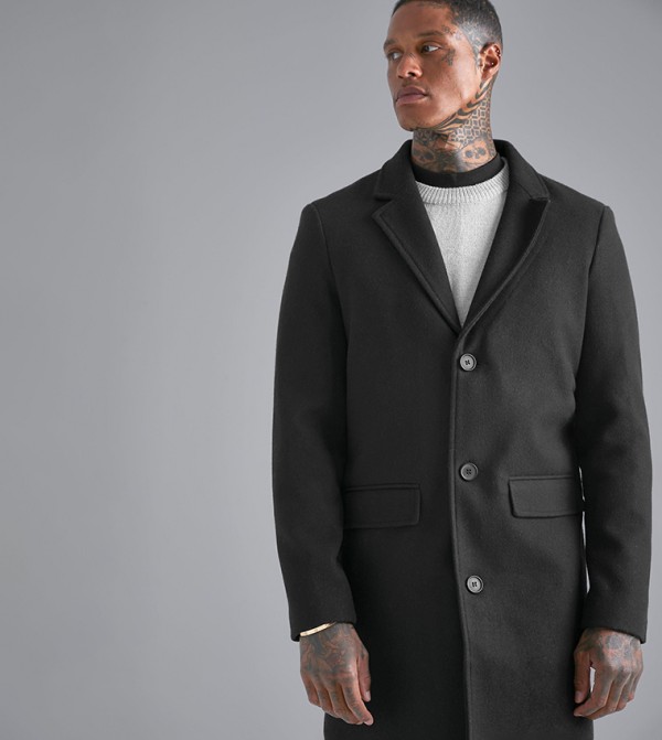 boohooMAN  Overcoats - Black Overcoats