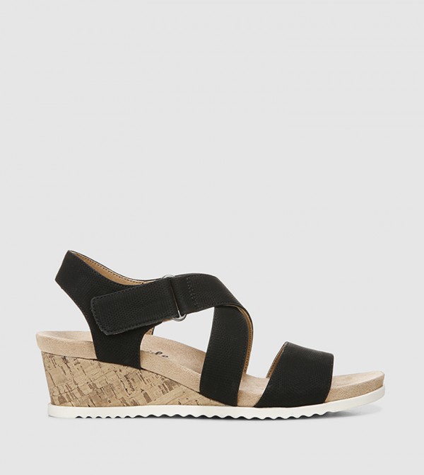 Life Stride  - Black Wedge Sandals