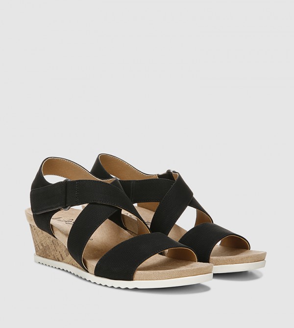 Life Stride  - Black Wedge Sandals