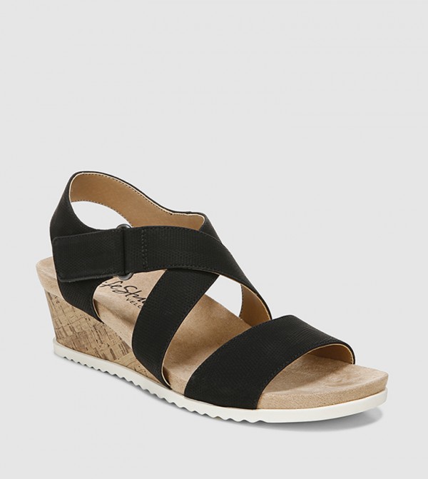 Life Stride  - Black Wedge Sandals