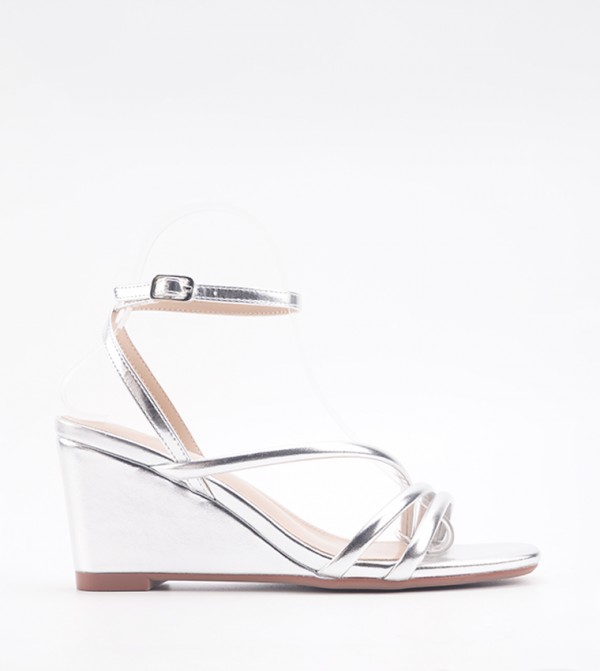 Nine West  ninewest-ramadan - Silver Wedge Sandals