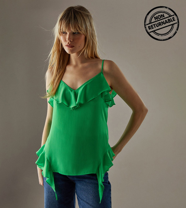 ويرهاوس romantic-styling - أخضر Sleeveless Tops