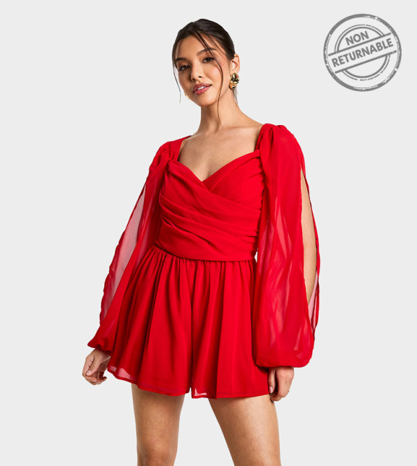 بوهو romantic-styling - أحمر Playsuits