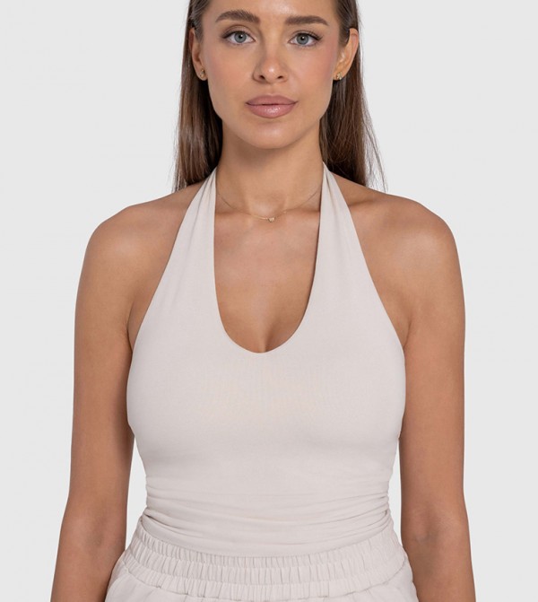 F5 F5 - Beige Sleeveless Tops