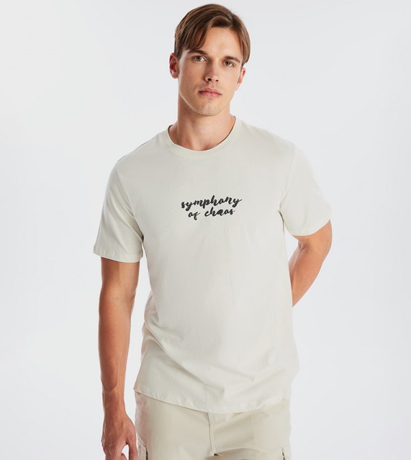 اٍل سي واي كيكي  - بيج Round Neck T-Shirts