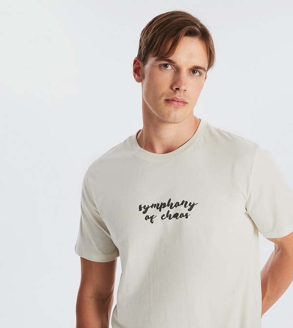 اٍل سي واي كيكي  - بيج Round Neck T-Shirts